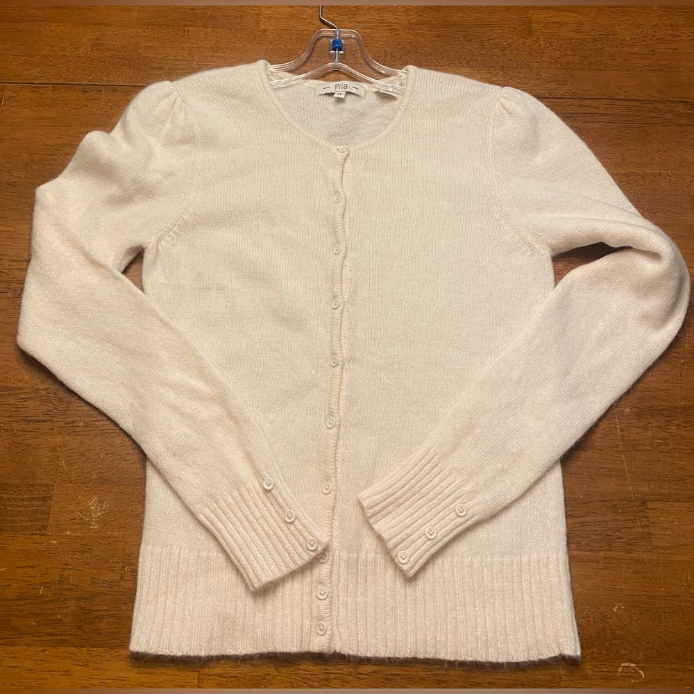 Pria Cream Angora/Lambswool VTG Cardigan